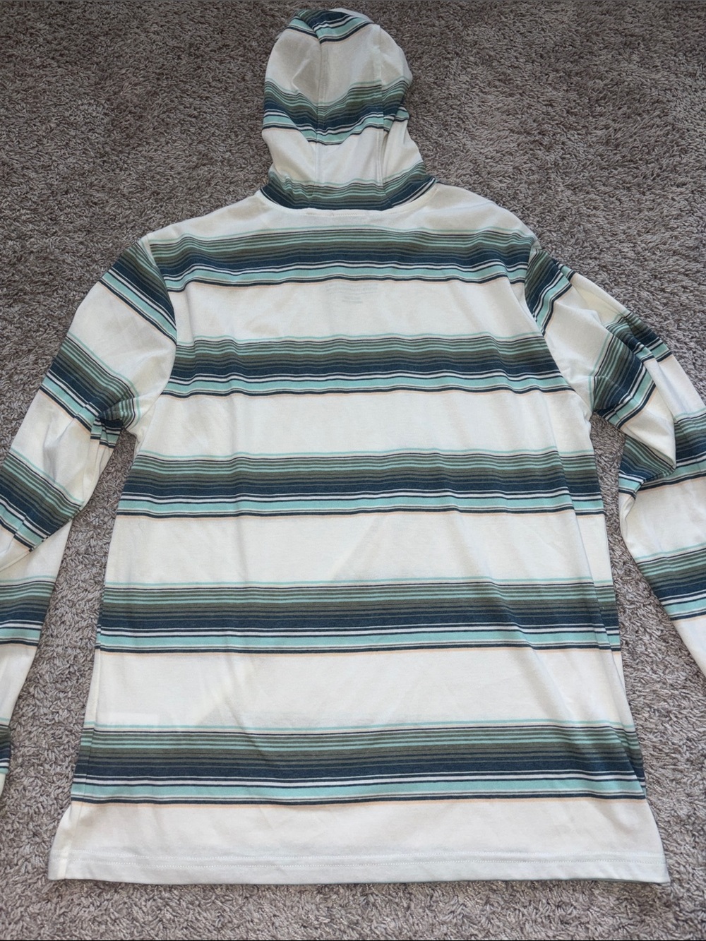 Salty Crew Striped Hooded Long-Sleeve Shirt - off-White, Teal & Navy - Picture 5 of 6